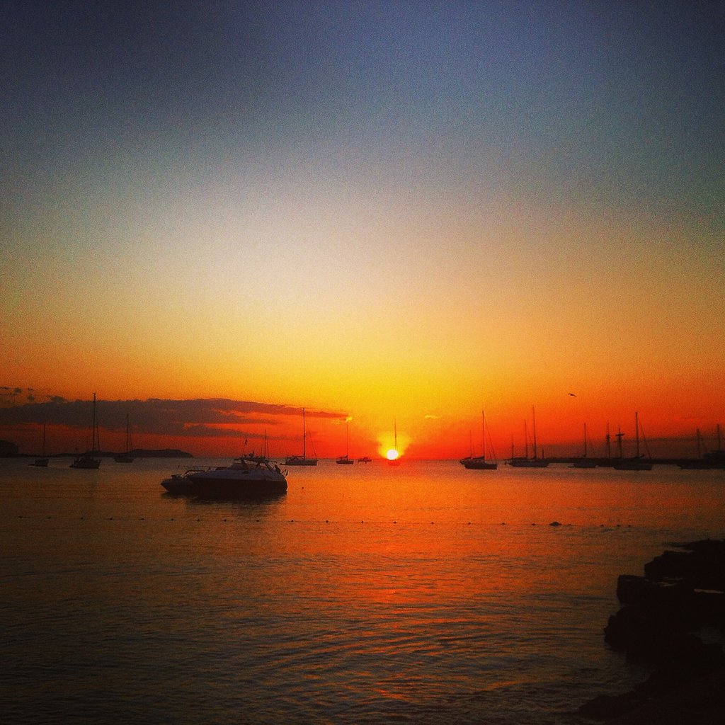 boats at sunset ibiza