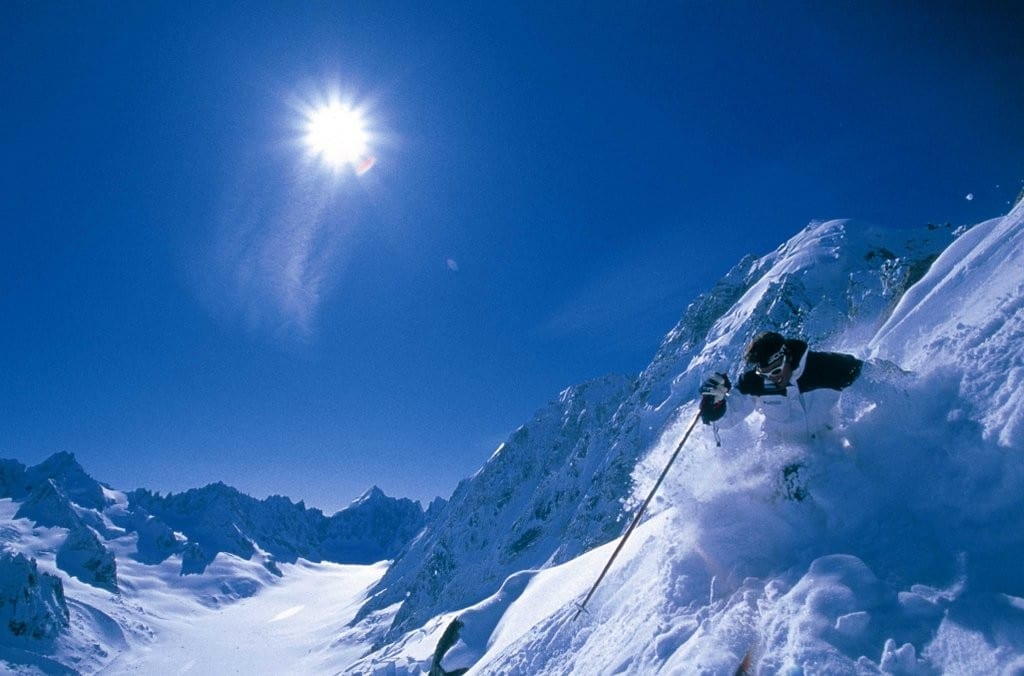 downhill skiing the alps